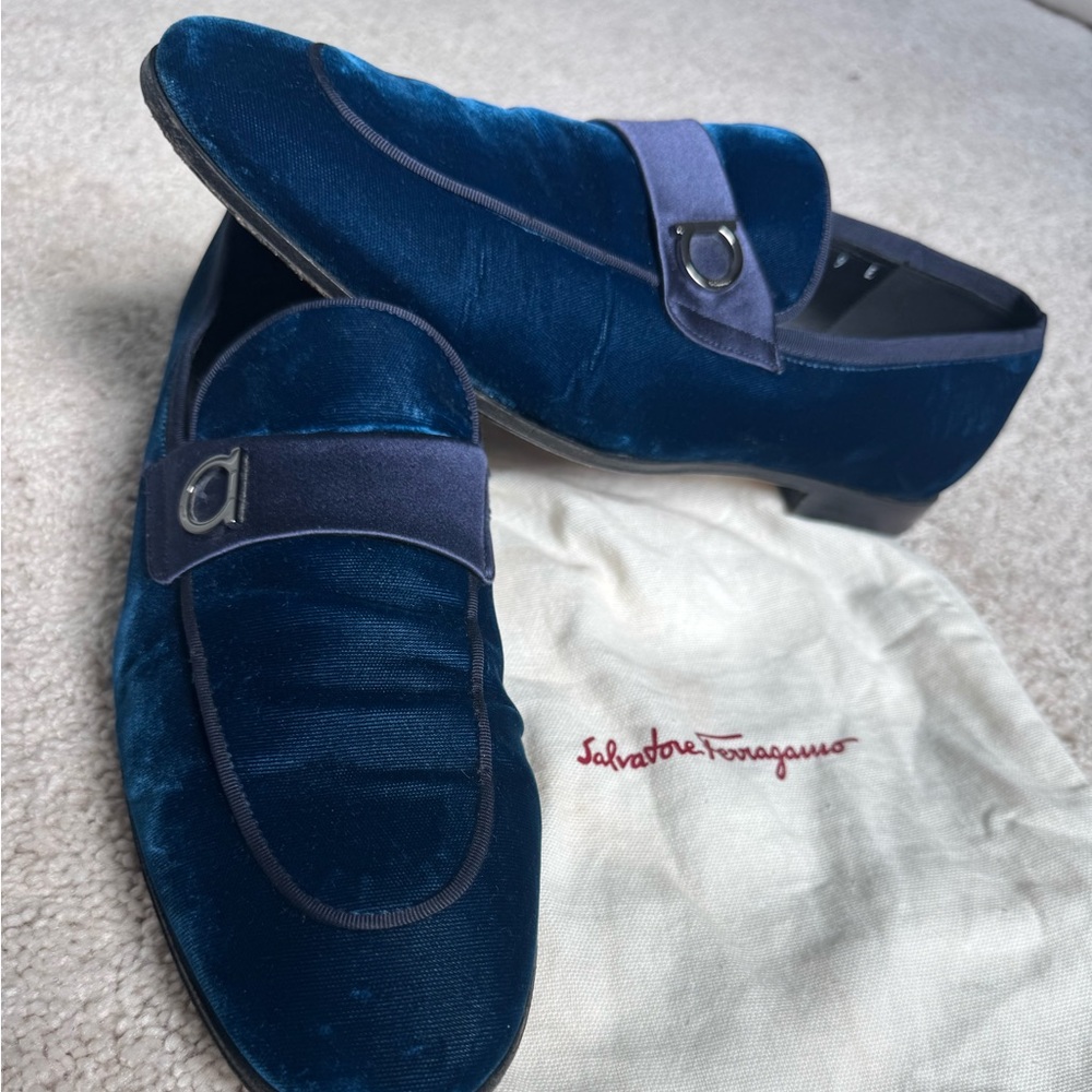 Salvatore Ferragamo Blue Loafers Slip-Ons